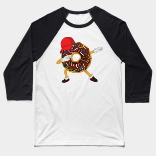 Funny Dabbing Boy Chocolate Sprinkle Donut Baseball T-Shirt